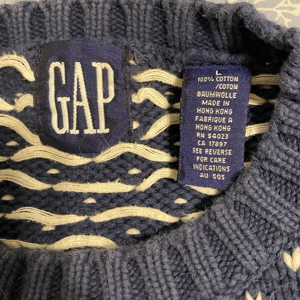 Gap Vintage Fair Isle Sweater 100 Cotton Mens L Gem